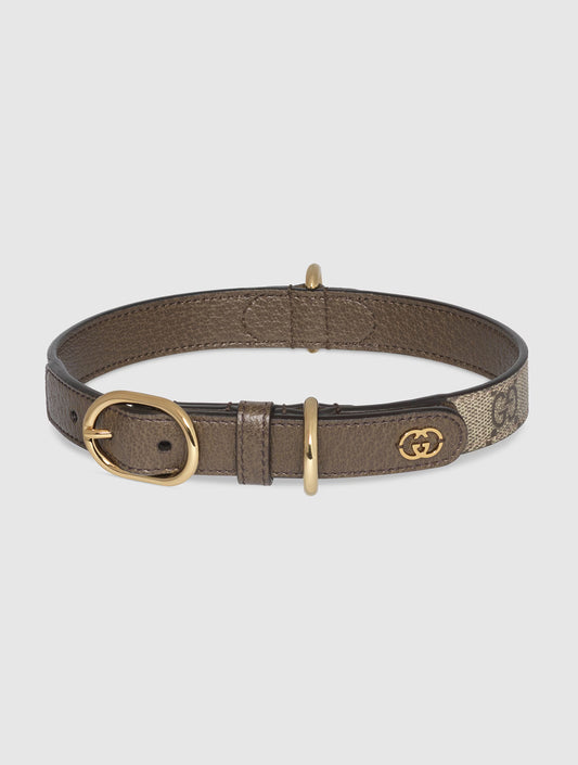 Small/Medium Pet Collar - Beige and Ebony