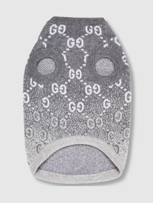 Wool Jacquard Pet Sweater - Taupe