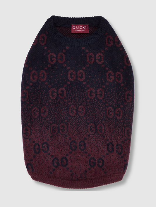 Wool Jacquard Pet Sweater - Burgundy