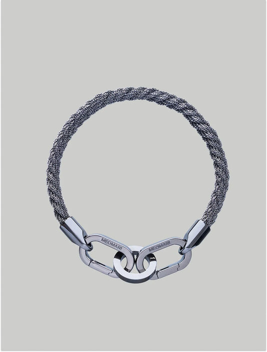 Luxury Dog Collar In Braided - Ruthenium