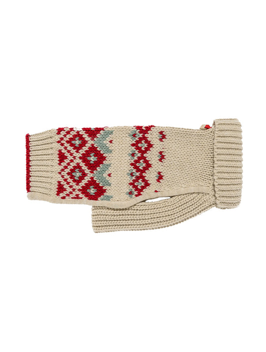 Intarsia Sweater - Cream and Red