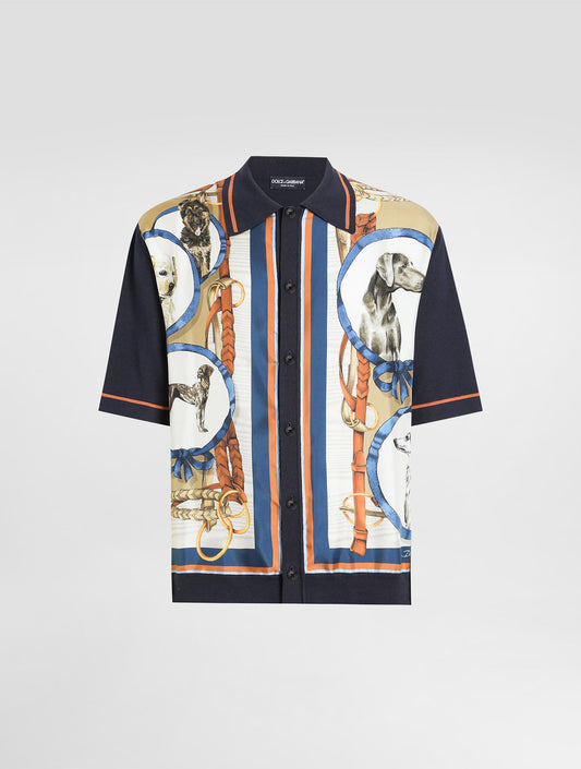 Silk And Cotton Shirt With Dog Print