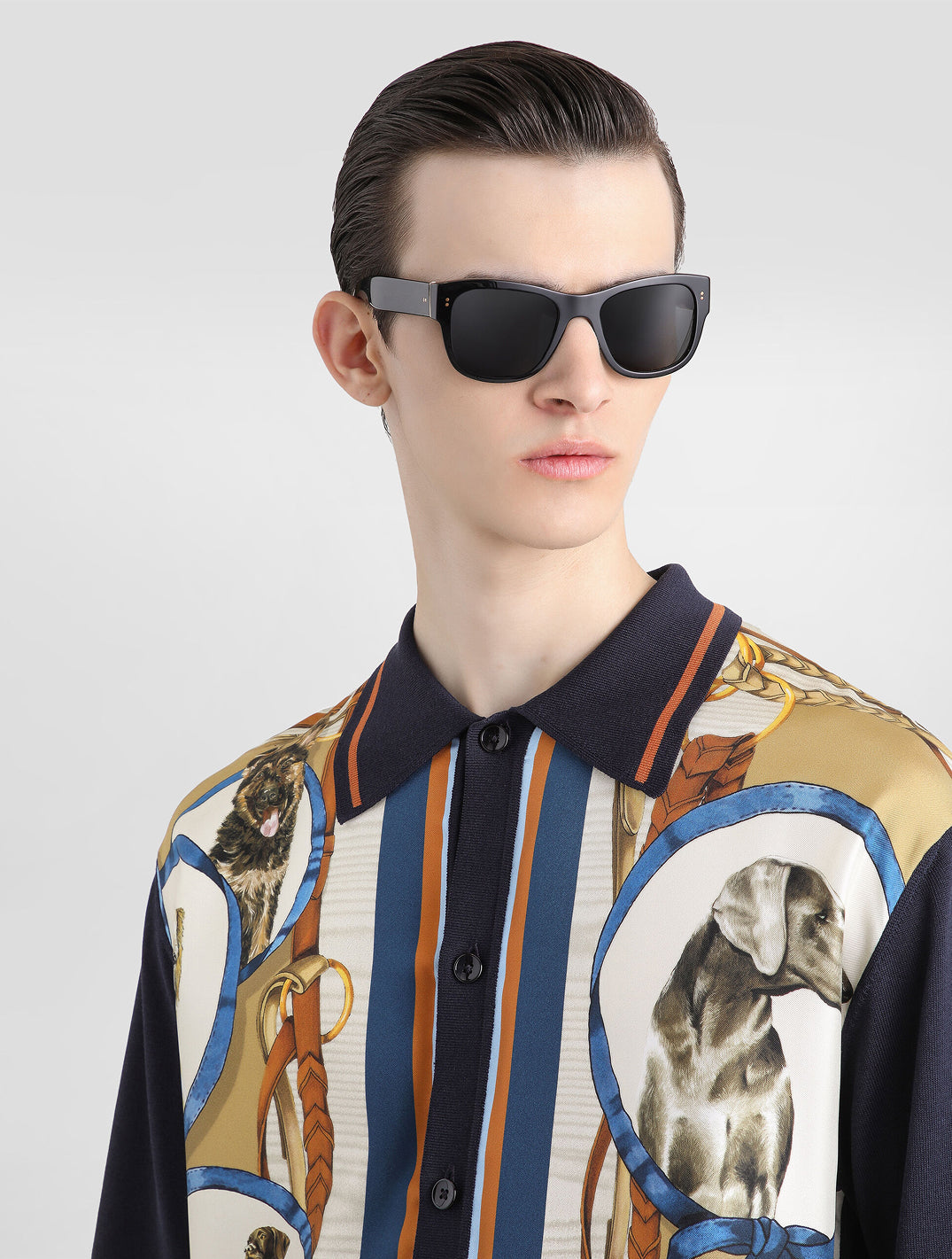 Silk And Cotton Shirt With Dog Print