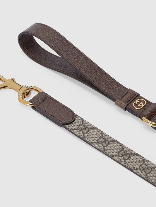 Large Pet Leash - Beige and Ebony (hover)