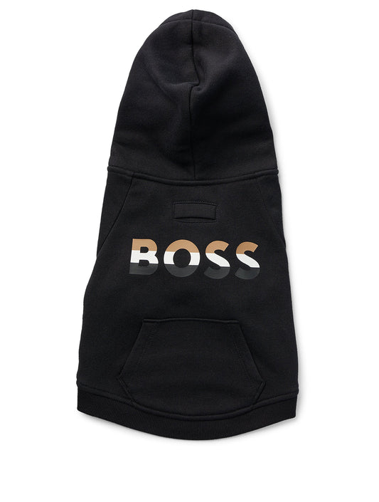 Dog Hoodie With Iconic Stripe Logo - Black