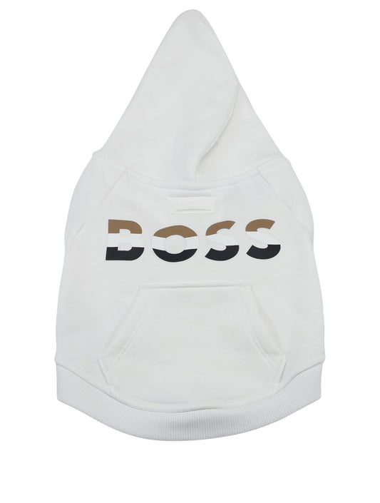 Dog Hoodie With Iconic Stripe Logo - White