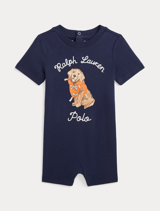 Dog-Print Cotton Jersey Shortall