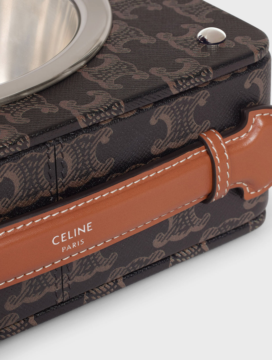 Double Dog Bowl In Nappa Lambskin With Triomphe Canvas Print And Calfskin
