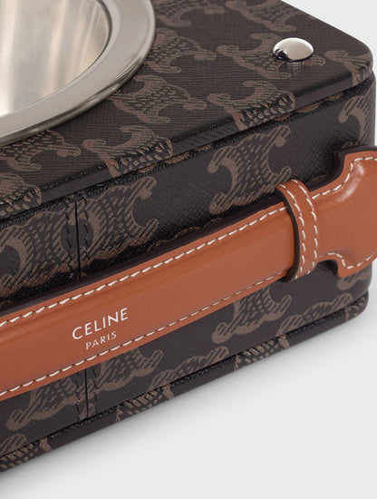 Double Dog Bowl In Nappa Lambskin With Triomphe Canvas Print And Calfskin