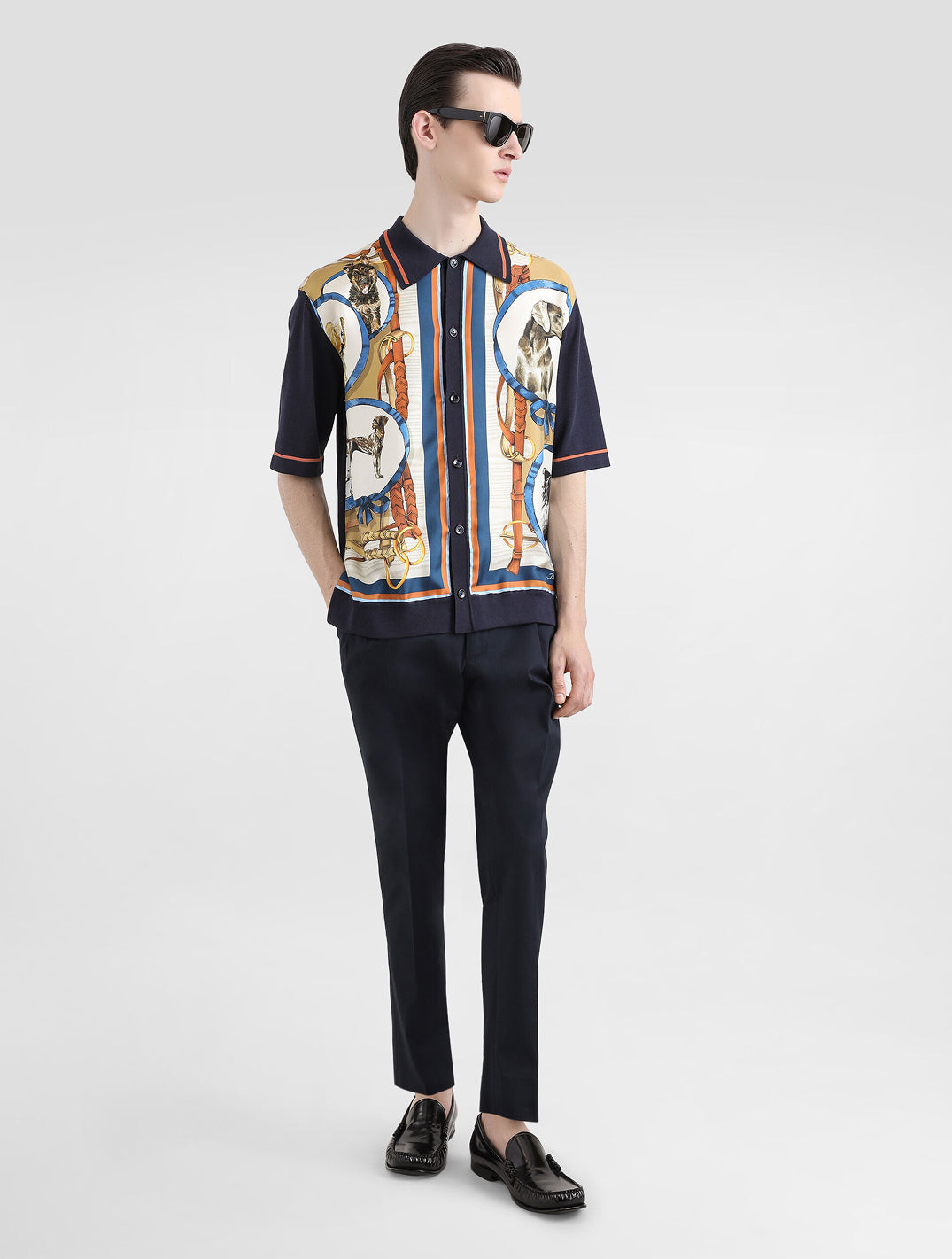 Silk And Cotton Shirt With Dog Print