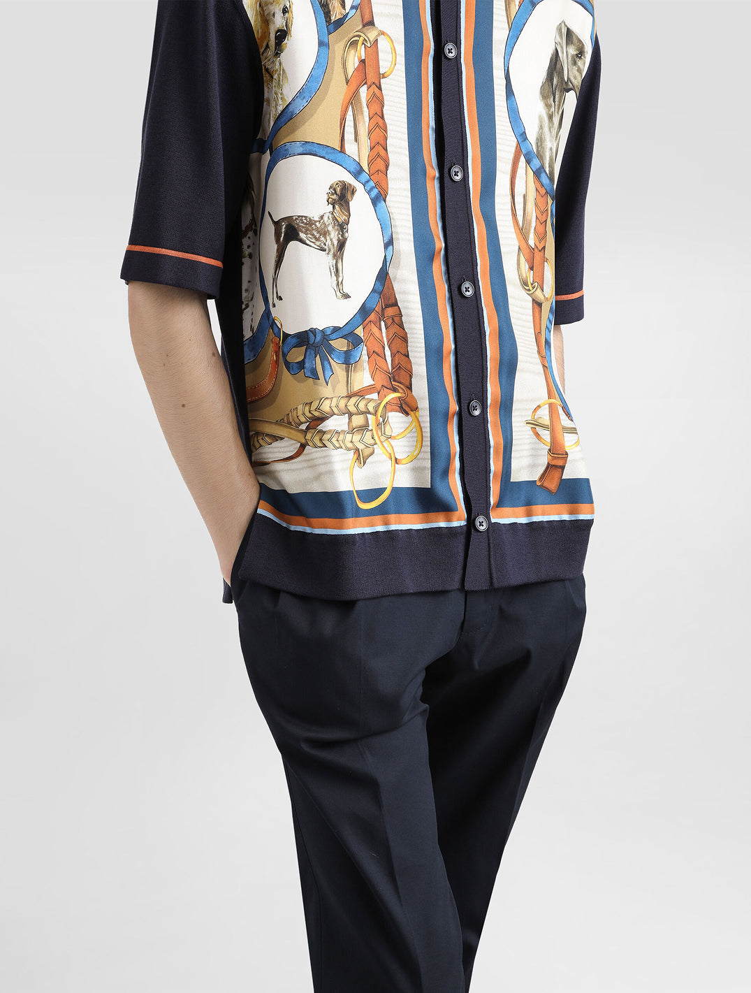 Silk And Cotton Shirt With Dog Print