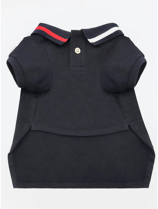 Dog Flag Collar Polo - Navy Blue